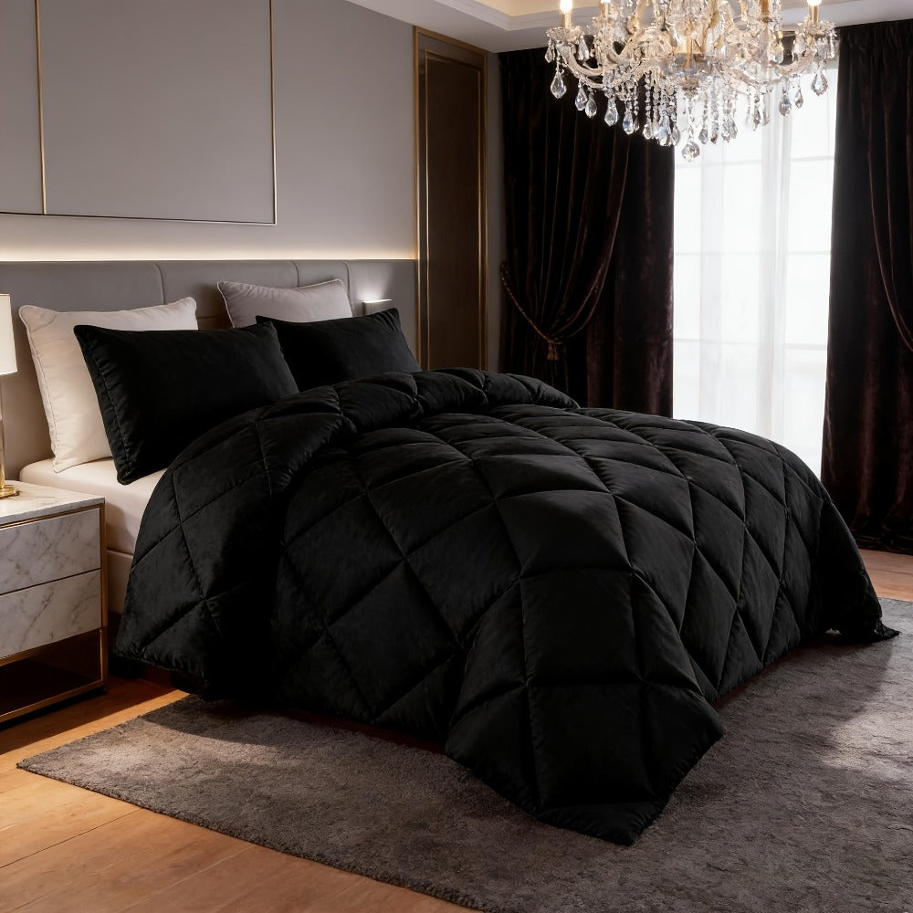 Comforter Set 2-3 Piece Rhombus Grid Luxury – Soft Lightweight Breathable Oversized Bedding Set with Pillowcases