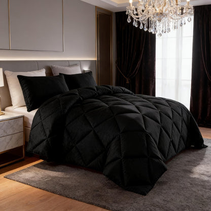Comforter Set 2-3 Piece Rhombus Grid Luxury – Soft Lightweight Breathable Oversized Bedding Set with Pillowcases