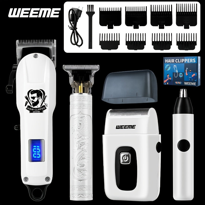 Men's Grooming Gift Box Set – Dragon & Phoenix Design, 2/4pcs Kit with Shaver, Hair Clipper, Nose Hair Remover & T9 Detail Trimmer