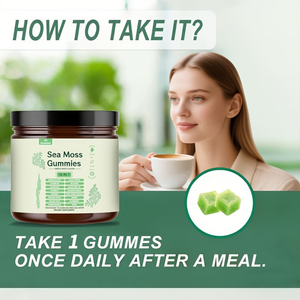Sea Moss Gummies with Turmeric, Ashwagandha & Black Seed Oil, Immune Support for Bath Time, Home Spa and Personal Care