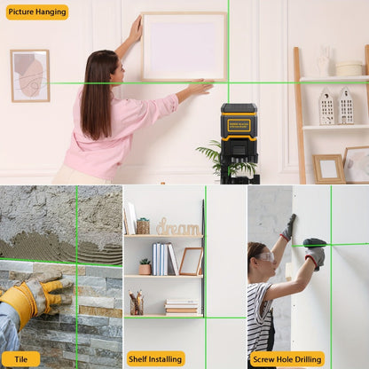 Yellow-and-Black Cross-Line Laser Level Set with Silver Tripod and Single Style Checkout Pictured