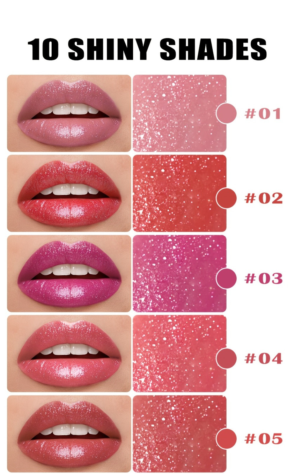 Lipstick Set, LANCMANNI 5-Color Angled-Tip Shine Collection with Two numbered shade-group Options