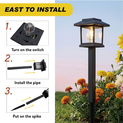 Solar Pathway Lights Outdoor Edison Style LED, Up to 12 Hours, White Solar Garden Lights for Yard