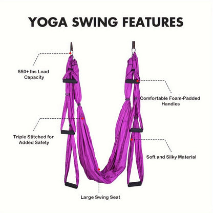 Aerial Yoga Swing Hammock – Nylon Fabric for Flying Poses, Inversions & Versatile Yoga Practice at Home or Gym