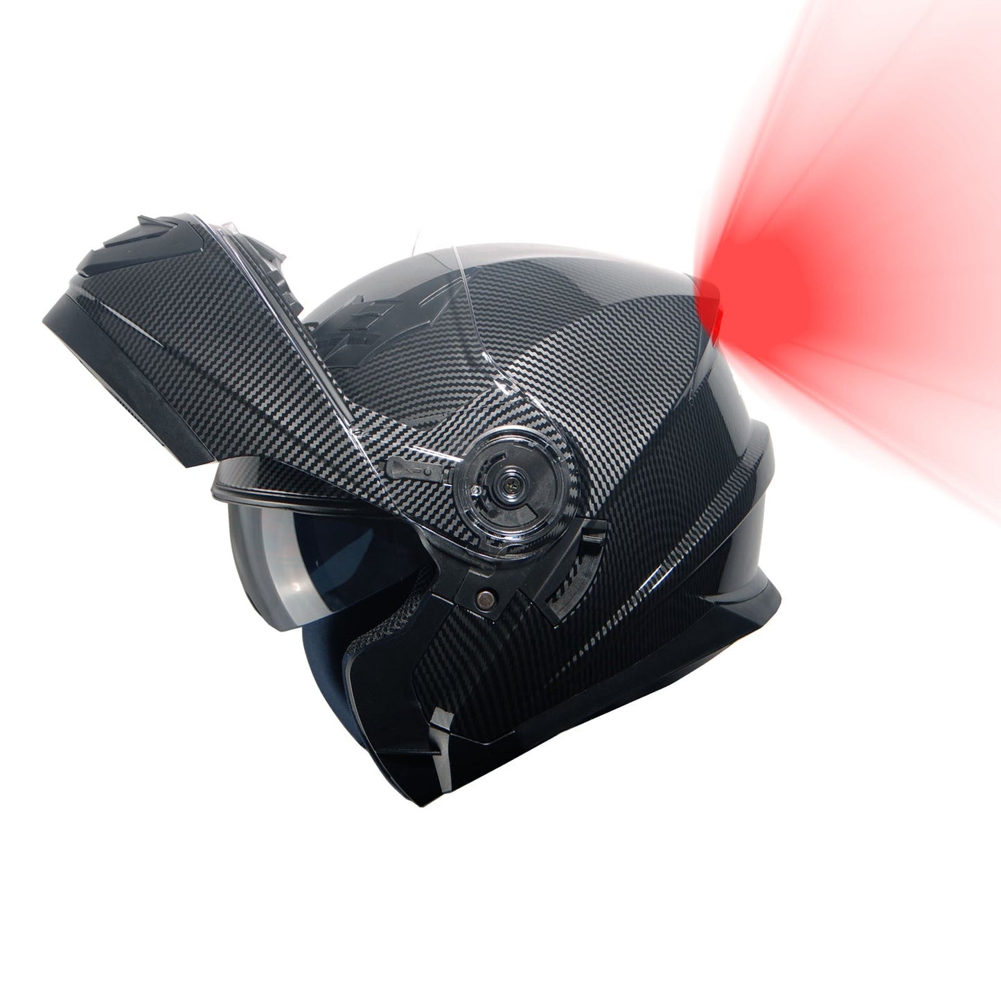 Motorcycle Helmet Modular Flip-Up Design with Dual Visors, Optional Three-Mode LED Tail Light and S-XL Sizes