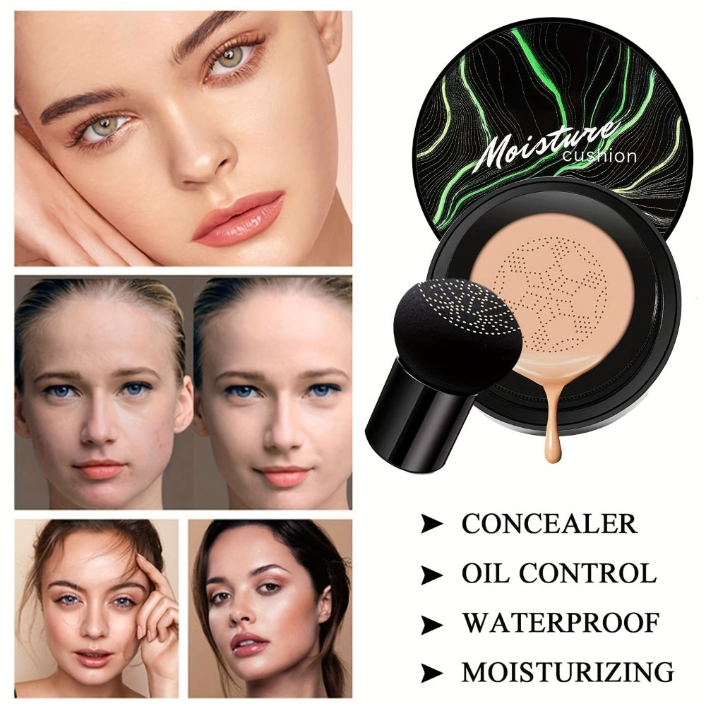 Two-Piece Moisture CC Air Cushion Foundation Set with Mushroom Puffs and Two Matched Shade Options