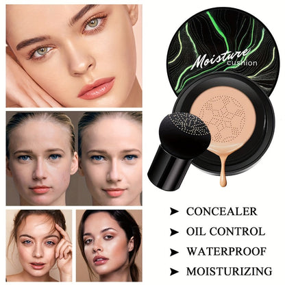 Two-Piece Moisture CC Air Cushion Foundation Set with Mushroom Puffs and Two Matched Shade Options