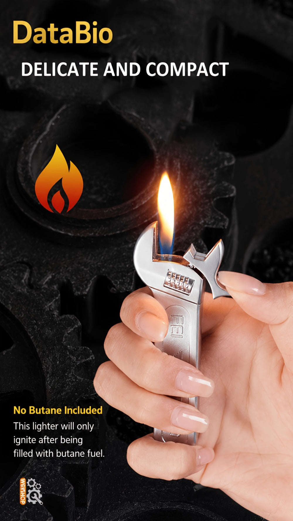 Spanner Shape Novelty Lighter, Refillable Butane Windproof Metal Lighter, Cool Gadget Gift for Men