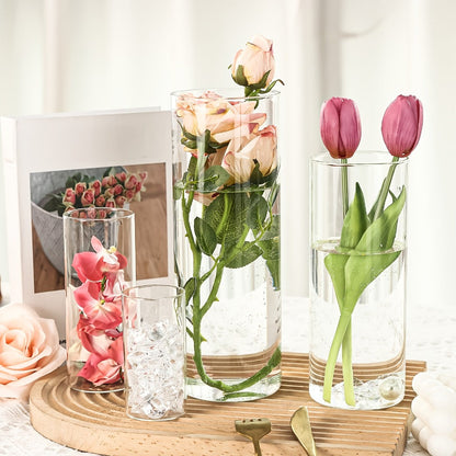 Clear Glass Cylinder Candle Holder Vases 12/24/36/48 Pcs, 4 6 8 10 Inch Tall Hurricane Floating Candle Vase