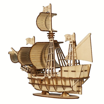 3D Wooden Model Kit Ocean Sailboat – DIY Assembly Puzzle for Adults & Teens, Handcrafted Sailing Ship Brain Teaser