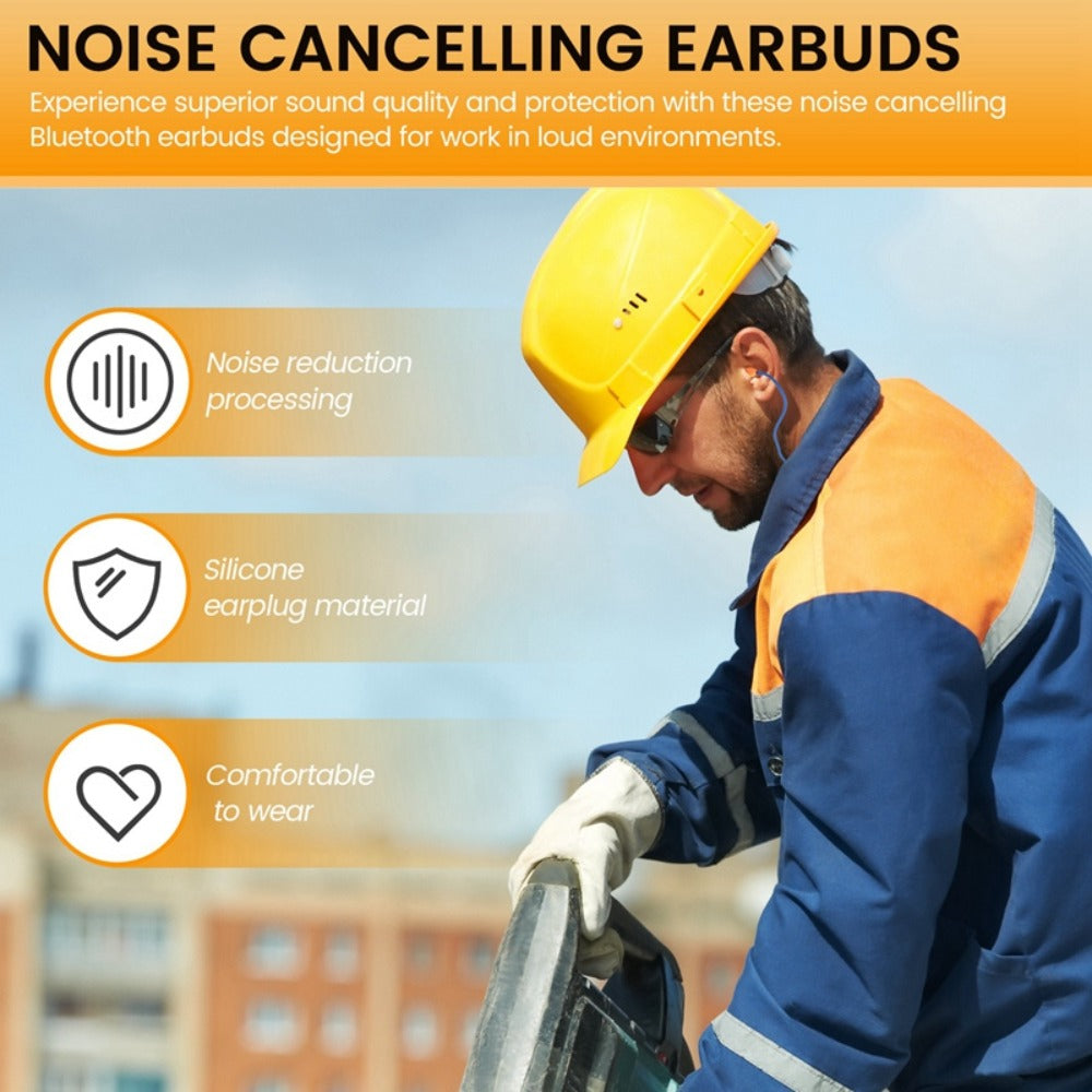 Noise Cancelling Bluetooth Earbuds Hearing Protection for Work, Wireless In-Ear Headset for Construction Site