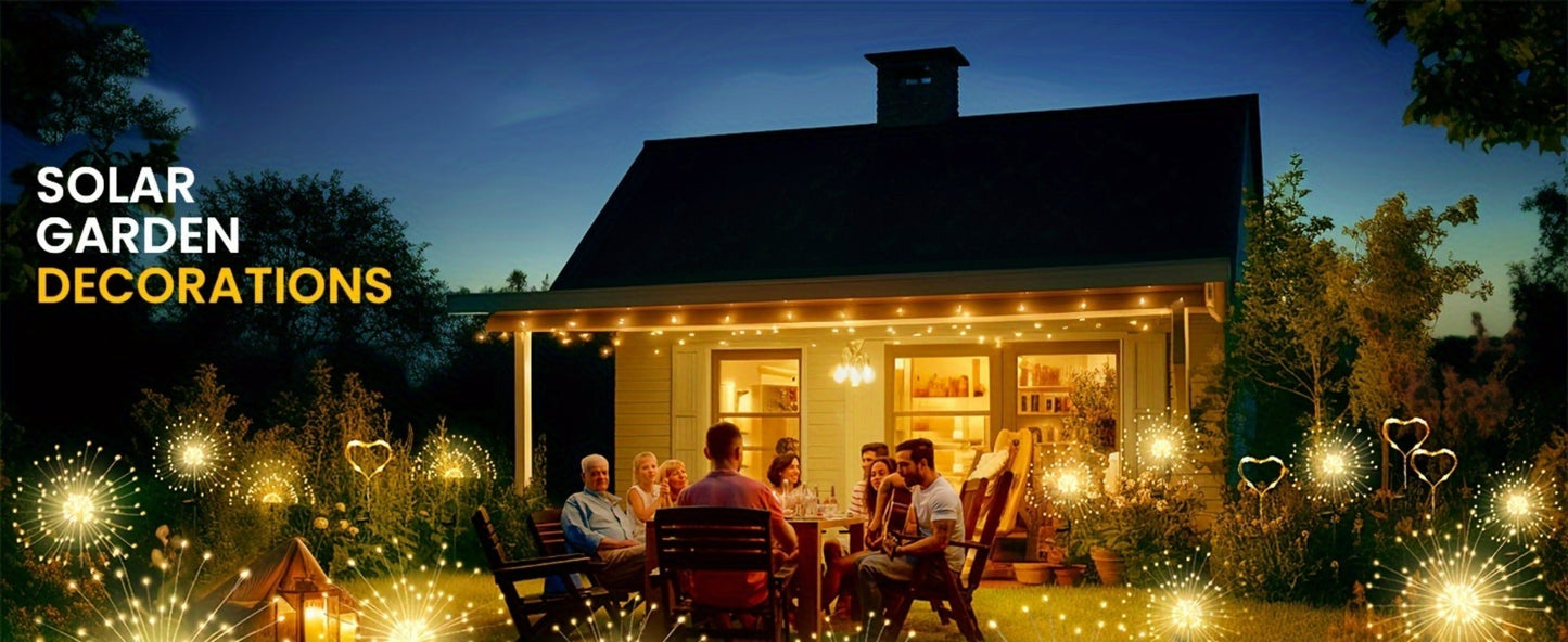 Solar Garden Lights Firework Stakes with 60-420 LEDs, 8 Modes, Flexible Copper Wire and Color Options