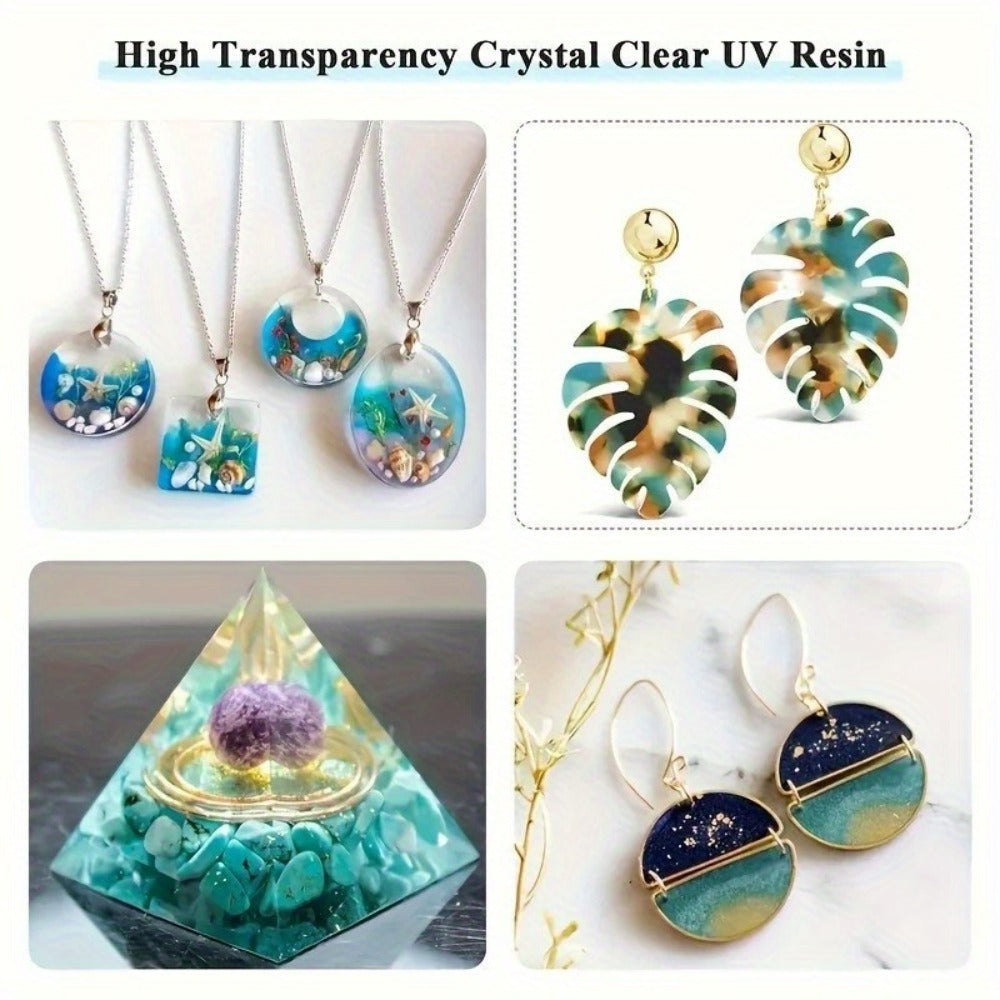 UV Resin Fast Curing Crystal Clear High Viscosity Transparent Epoxy Resin for Jewelry Making Casting & Crafts