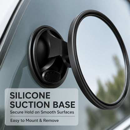 Convex Car Rearview Mirror 360° Rotating – Wide Angle Blind Spot Mirror with Silicone Suction Cup Mount for Cars Trucks SUVs Motorcycles
