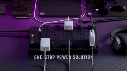 Surge Protector Extension Cord Flat Plug 2100 Joules with Control Switch Status Indicator for an Everyday Personal Care Routine
