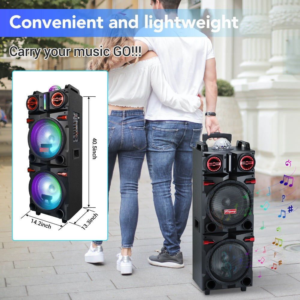 Karaoke Party Bluetooth Speaker with Sound Reactive Lights, 1000W Peak DJ Subwoofer Stereo Boombox