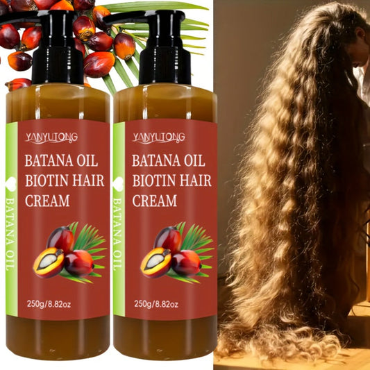 Batana Oil Hair Cream 2 Pack 250g Each, Biotin Deep Care Anti-Frizz Smoothing Cream, Increases Gloss Breakage Split Ends