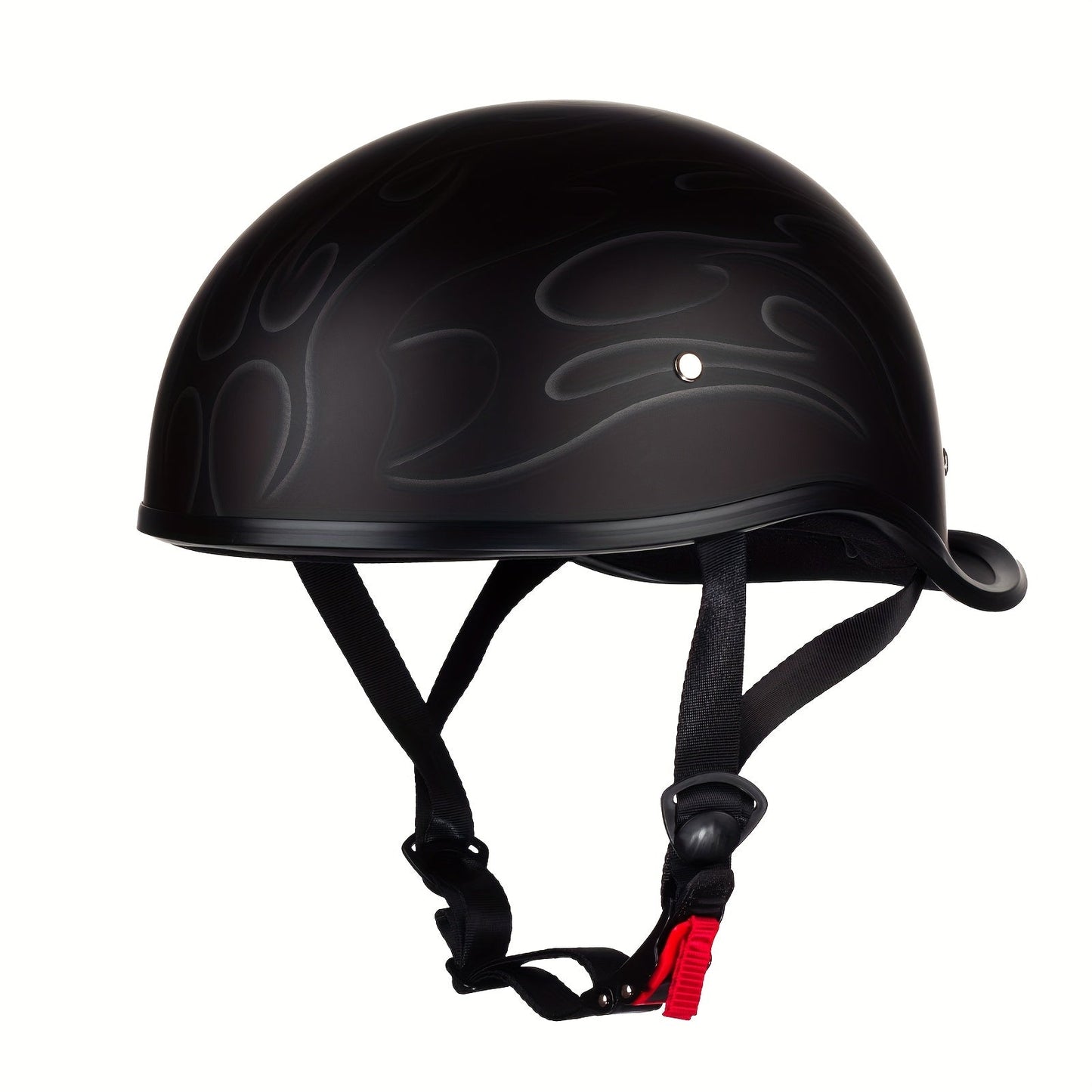 Motorcycle Helmet Open-Face Half-Shell in Size M with TXW, FLH or YUN Graphics and Quick-Release Chin Strap