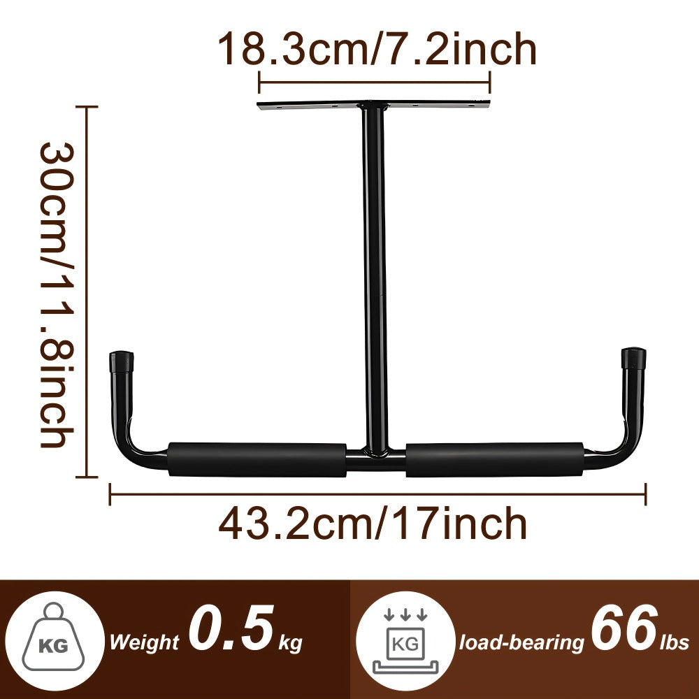 Ceiling Garage Storage Hook Rack, Overhead Ladder Hanger with Anti-Slip Foam, Space-Saving Ceiling Mount for Ladders