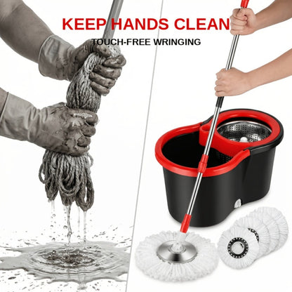 Spin Mop and Bucket Set with Wringer 360 Degree Spinning Self-Wringing Mop 4 Microfiber Mop for Bath Time, Home Spa and Personal Care