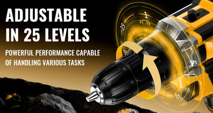 Cordless Impact Drill Set 21V, Electric Power Drill with 2.0Ah Battery, Fast Charger, Screwdriver Bits
