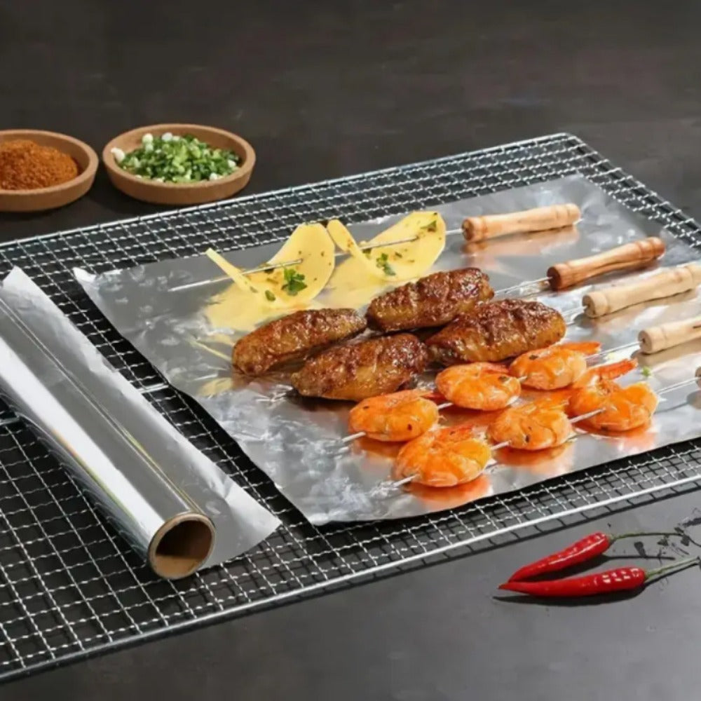 Aluminum Foil Roll 12 Inch Wide 30 Sq Ft for Restaurant Food Packaging Grilling Cooking for Grilling, Camping and Outdoor Meals