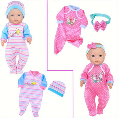 10-Outfit Doll Clothes Set for 14–16-Inch Newborn-Style Dolls with One-Pieces, Tops, Pants and Headwear