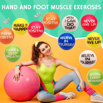 Inspirational Sponge Stress Balls 30 Pack 6.3cm, Motivational Slogan Hand Fitness Relaxation Balls for Classroom Rewards