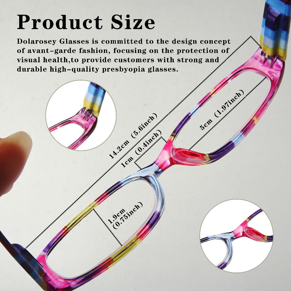 Reading Glasses 4-Pack Retro Rectangle Printed Frames with Spring Hinges and 1.0x to 4.0x Options
