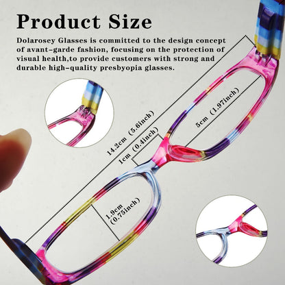 Reading Glasses 4-Pack Retro Rectangle Printed Frames with Spring Hinges and 1.0x to 4.0x Options