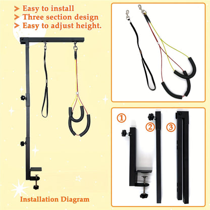 Pet Grooming Arm, 36-Inch Three-Section Iron Clamp Stand with Haunch Holder and Positioning Ropes