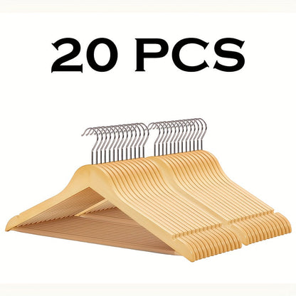 Solid Wood Clothes Hangers, 10/20/30 Pack Champagne Sturdy Wooden Coat Hangers for Jackets, Dresses & Heavy Coats