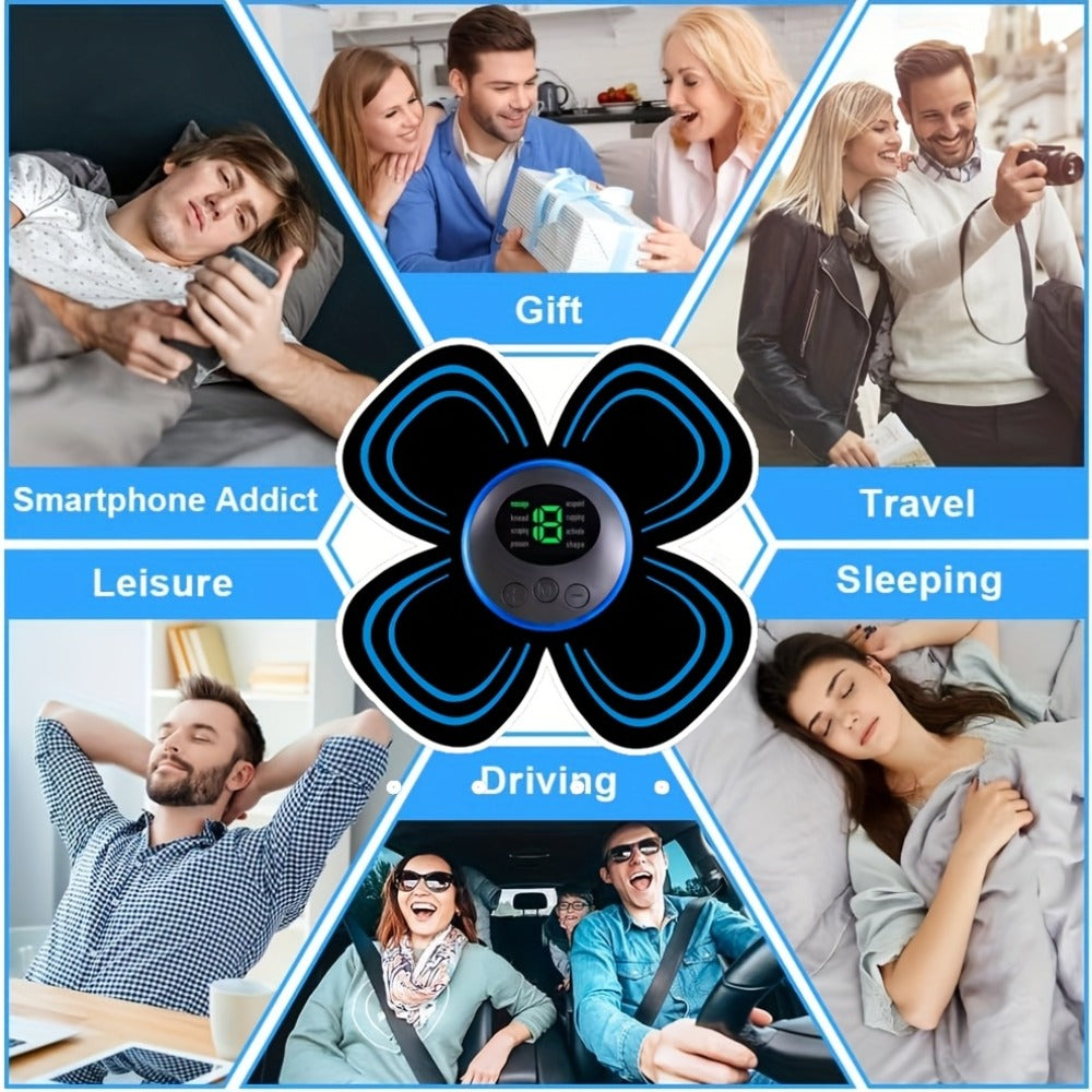 EMS Stimulator Massager Patch, Full Body Electric Massage Device with 8 Modes & 19 Intensity Levels for Shoulder