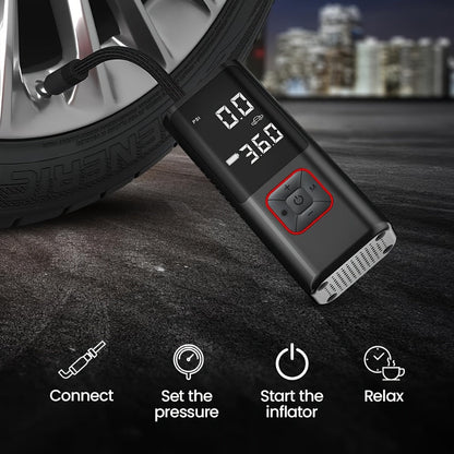 Portable Tire Inflator Air Compressor - 160 PSI 20000mAh Cordless Tire Pump 4X Faster with LED Light for Car