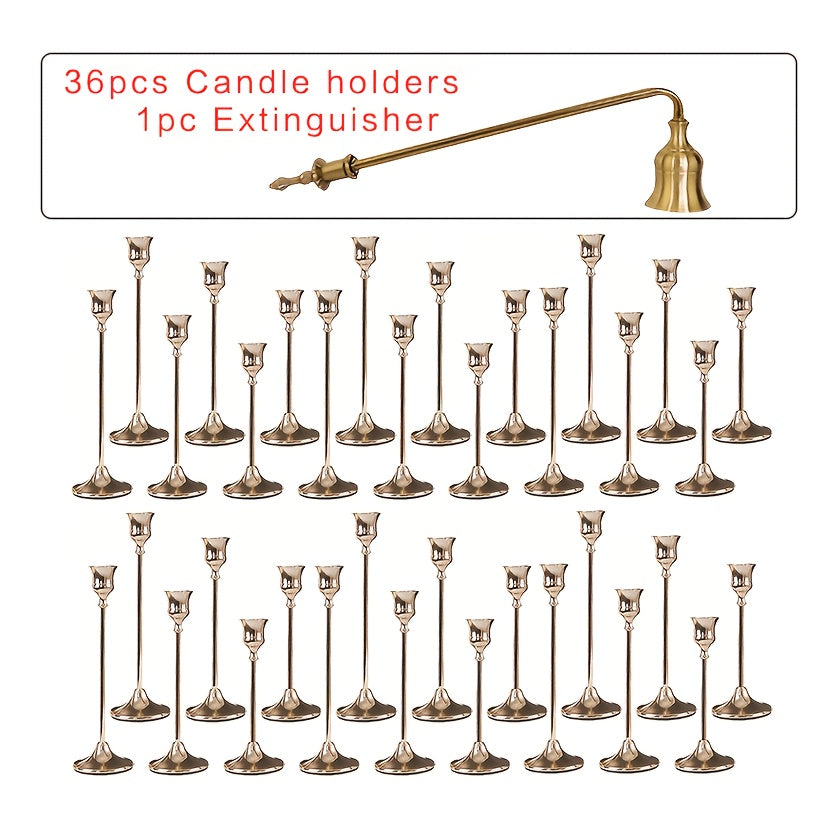 Copper Plated Candlestick Holders Bulk Set for Entryways, Bedrooms and Living Spaces, with the Listed Configuration