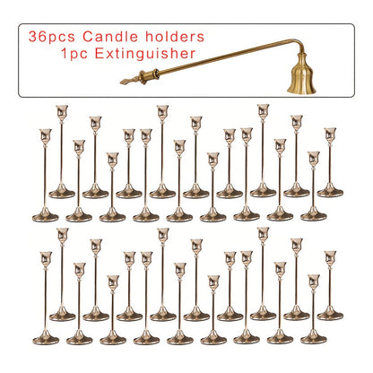 Copper Plated Candlestick Holders Bulk Set for Entryways, Bedrooms and Living Spaces, with the Listed Configuration