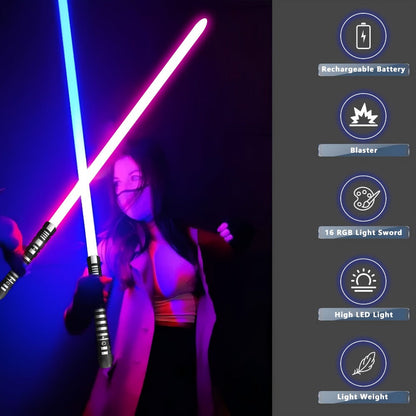 RGB Light Saber Toy with 16 Color Change & 3 Movie Sound Effects, Dark Phantom Lightsword for Kids & Beginners