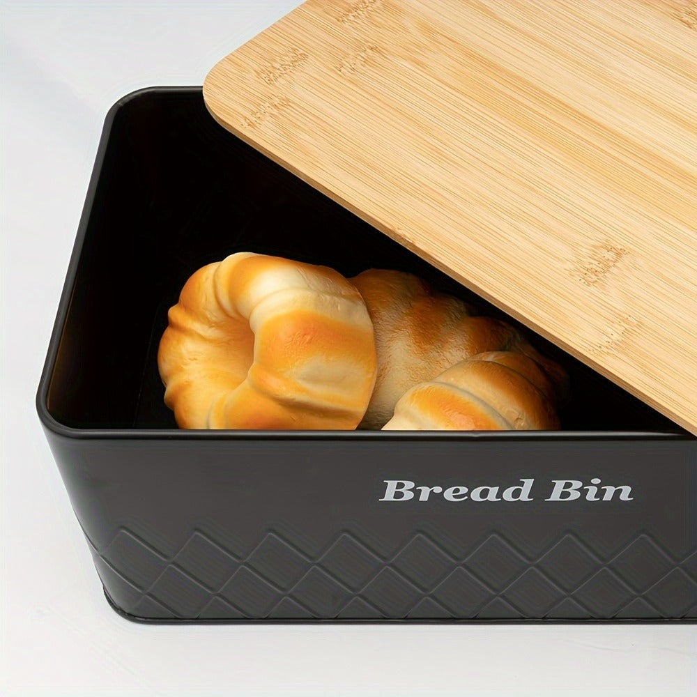 Bread Bin with 3-Piece Canister Set for Tea Sugar Coffee – Flip-Top Lid Kitchen Storage Containers Countertop Organizer Set