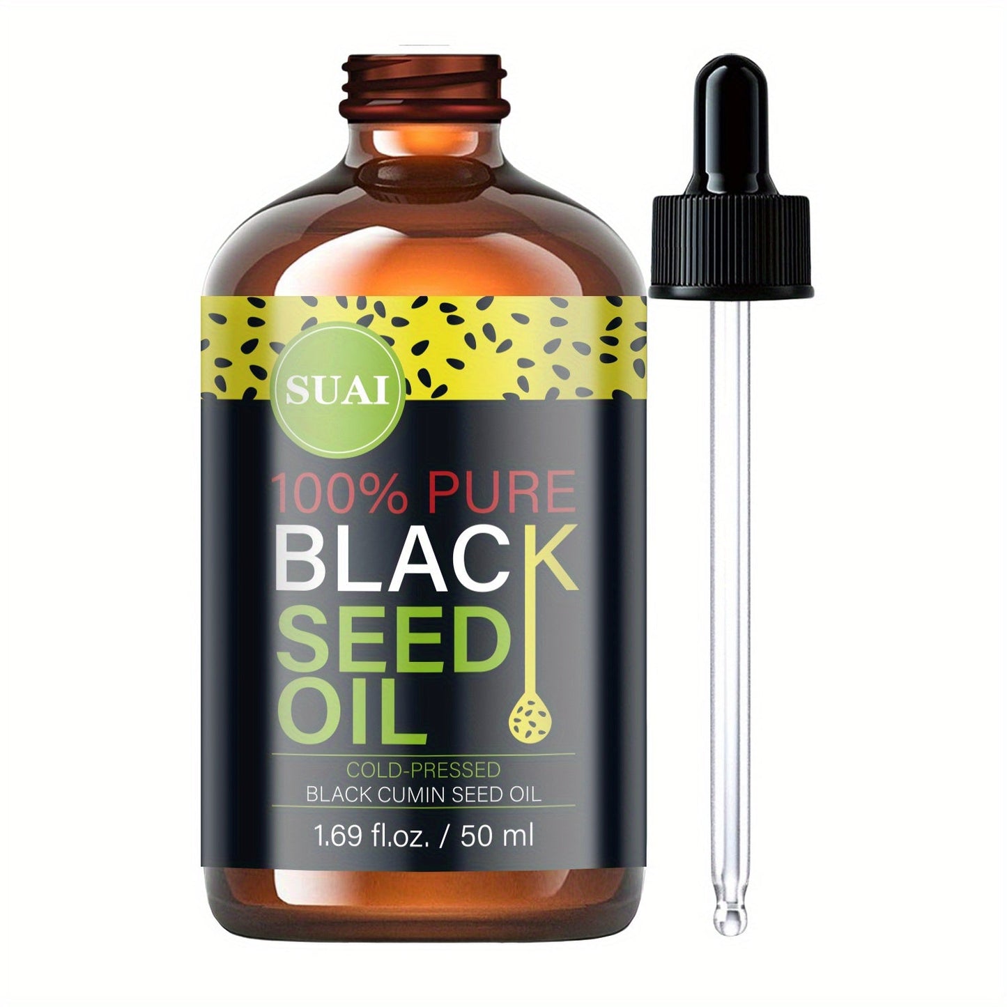 Black Seed Oil 100% Pure Cold Pressed Multi-Use Moisturizing Firming Skincare Oil for Face Body Hair Nails Eyelashes Natural Plant Extract