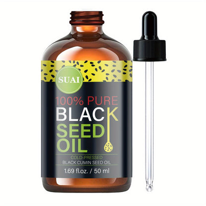Black Seed Oil 100% Pure Cold Pressed Multi-Use Moisturizing Firming Skincare Oil for Face Body Hair Nails Eyelashes Natural Plant Extract