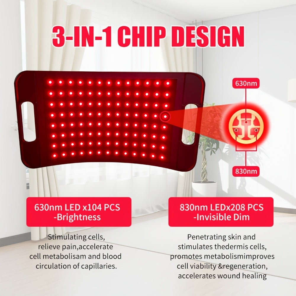 104-LED Red and Near-Infrared Light Panel with 15 x 8.6-Inch Silicone Face, Floor Stand and Articulating Arm