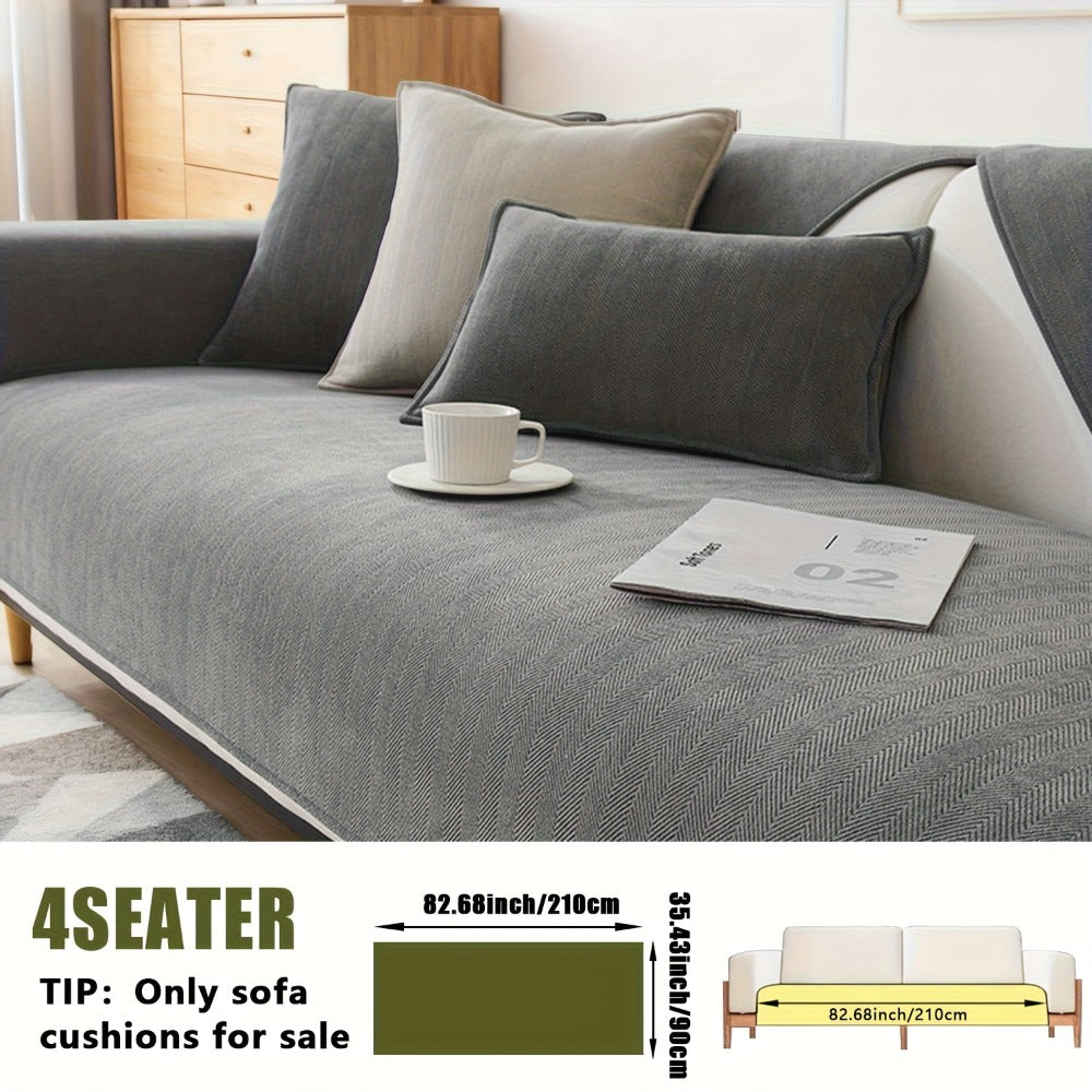 Sofa Cover Ribbed Chenille Stretch Panels for 1 to 4 Seats, Armrests or Cushions with Model-Specific Size and Color Options
