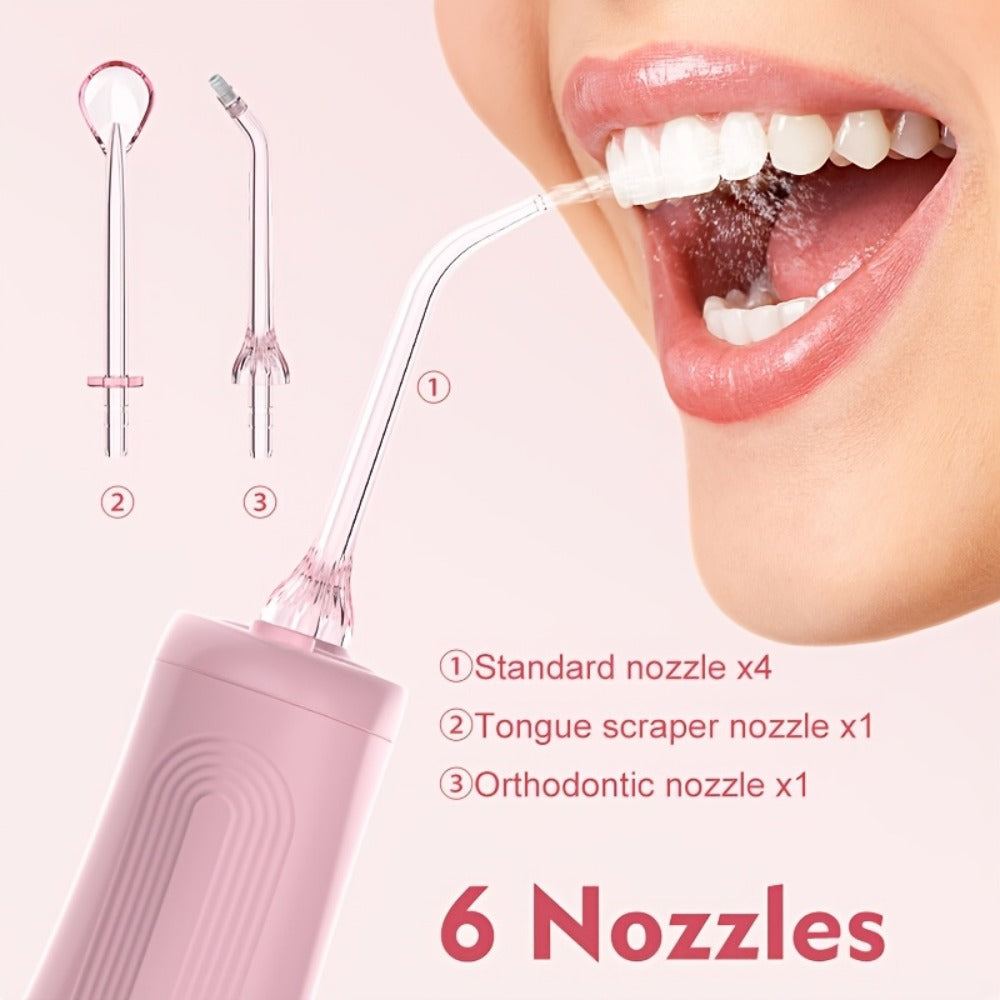 Water Flosser Cordless Oral Irrigator with Five Modes, Five Jet Tips, 1800mAh Battery and Pink or Black Options