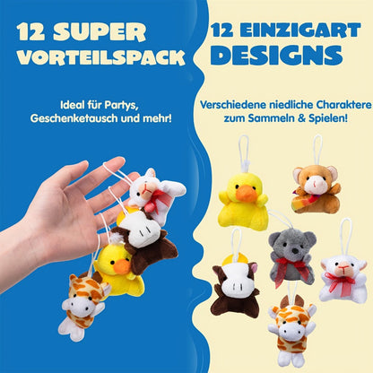 36 Pack Mini Stuffed Animals Bulk, 3 Inch Animal Plush Toys with Keychain 36 Unique Designs
