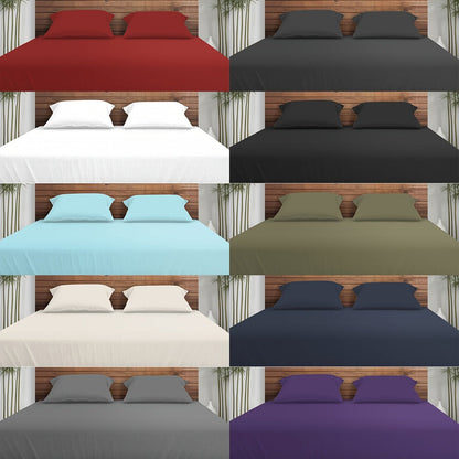 Bamboo Cooling Bed Sheet Set 3 Piece 100% Bamboo Fiber Fitted Sheet with Pillowcases – Deep Pocket Breathable Cool Sheets for Hot Sleepers