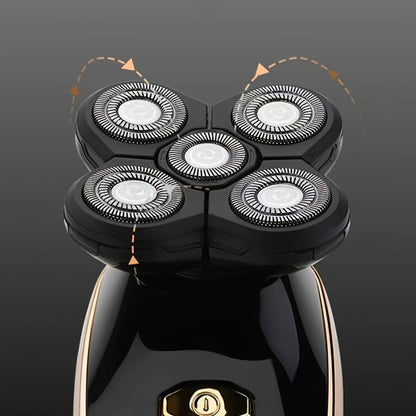 5-in-1 Electric Shaver Kit for Men Wet Dry Rotary Shaver – Bald Head Beard Nose Ear Trimmer with Digital Display