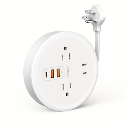 Power Strip Retractable Two-Pack with 3 AC Outlets, 1 USB-A, 2 USB-C, 4-Foot Cord and Flat Plug
