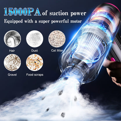 Cordless Car Vacuum Cleaner USB Rechargeable, Powerful Handheld Vacuum with Blow & Suction, Multiple Accessories for Car
