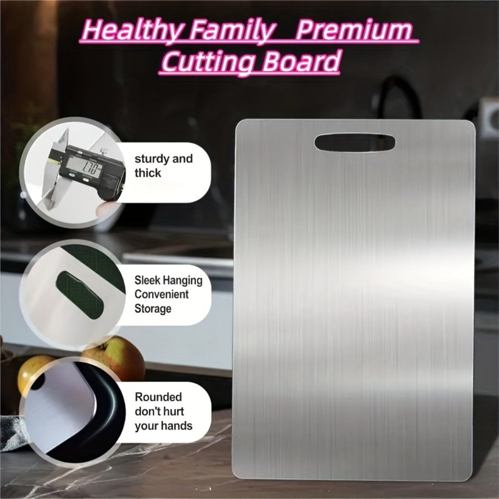 Cutting Board Three-Piece Titanium Set with Large, Medium and Small Handle Boards for Double-Sided Prep