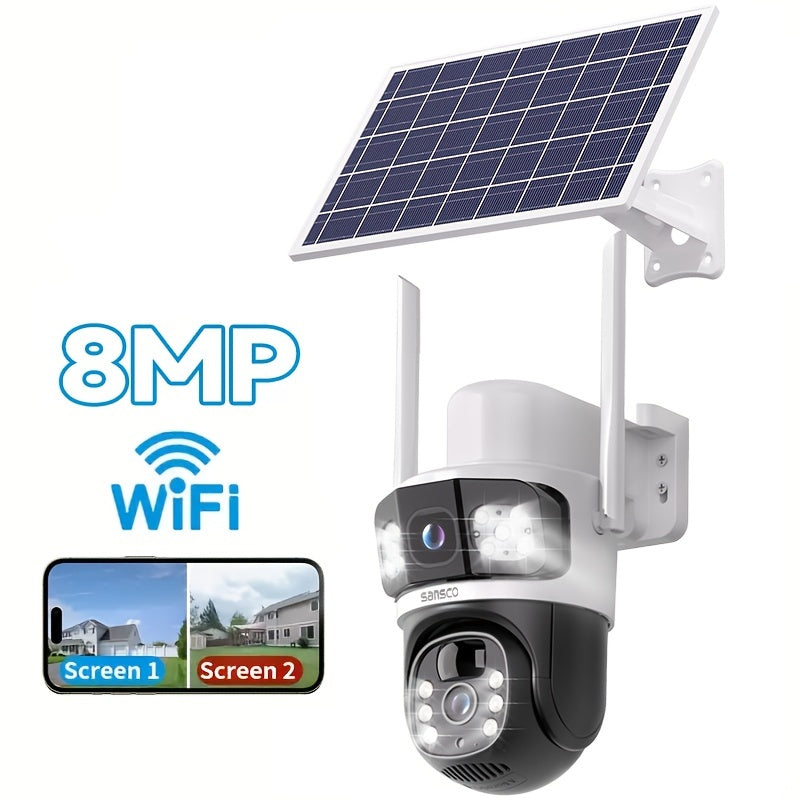 Security Camera Solar 4MP-Labelled Model with 8X Digital Zoom, PIR Detection, Color Night Vision and Three Options